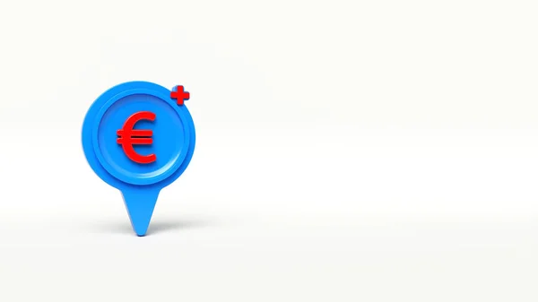 Červená Euro Symbol Modrá Barva Ukazatel Znak Izolované Bílém Pozadí — Stock fotografie