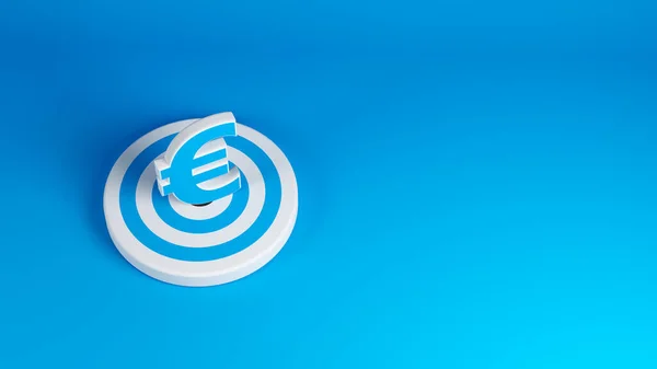 Blue White Euro Symbol Target Icon Target Aiming Concept Blue — Stock Photo, Image