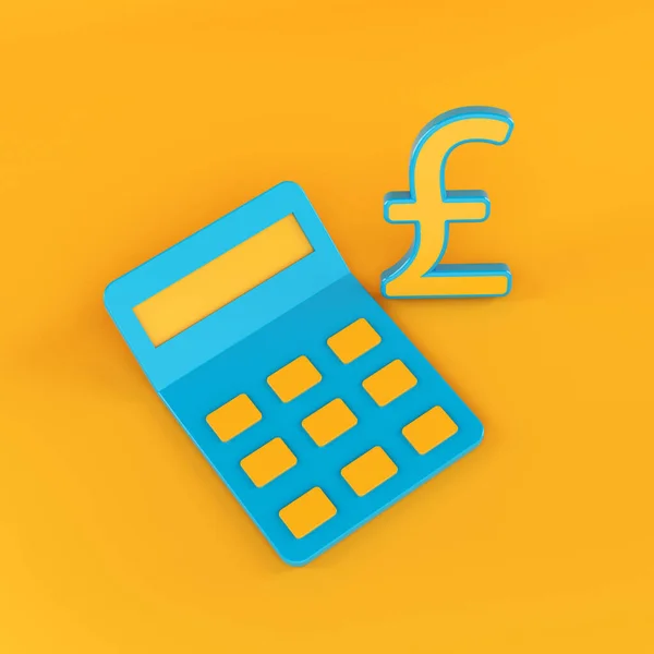 Blaues Und Gelbes Pfund Symbol Und Berechnungskonzept Für Taschenrechner Auf — Stockfoto