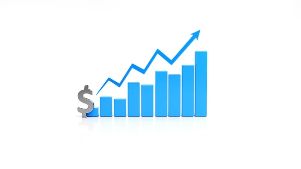 Dollar Income Concept Blue Finance Chart Dollar Symbol Isolated White — Stock Photo, Image