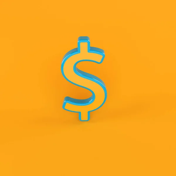 Azul Enmarcado Símbolo Dólar Amarillo Sobre Fondo Amarillo Composición Cuadrada —  Fotos de Stock