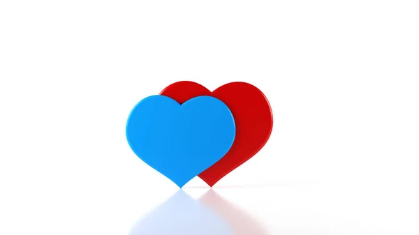 Donar Concepto Rojo Azul Formas Del Corazón Aisladas Blanco Composición — Foto de Stock