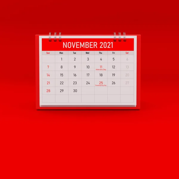 2021 Calendar Red Background Square Composition Copy Space Render — Stock Photo, Image