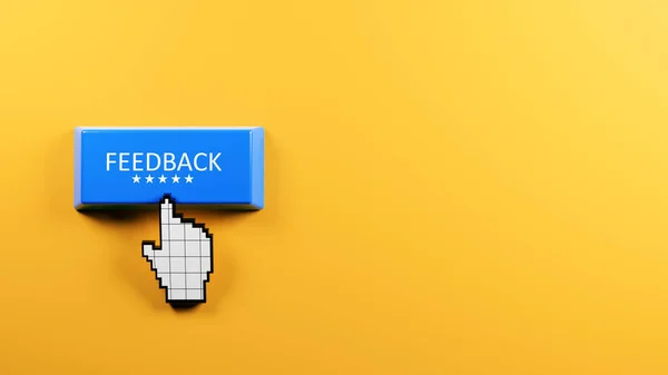 Conceito Feedback Botão Cor Azul Com Texto Feedback Cursor Mão — Fotografia de Stock
