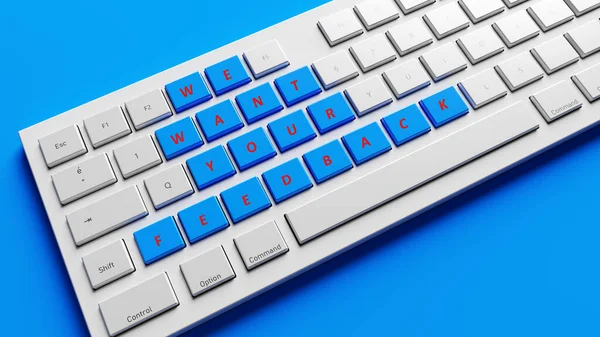 Feedback Feedback Text Computer Keyboard Blue Color Background Horizontal Composition — 스톡 사진