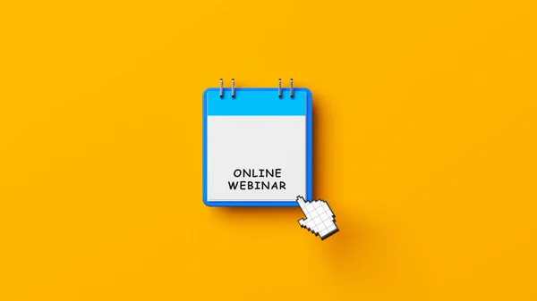 Webinar Έννοια Μπλε Χρωματιστό Ημερολόγιο Online Webinar Κείμενο Κίτρινο Χρώμα — Φωτογραφία Αρχείου