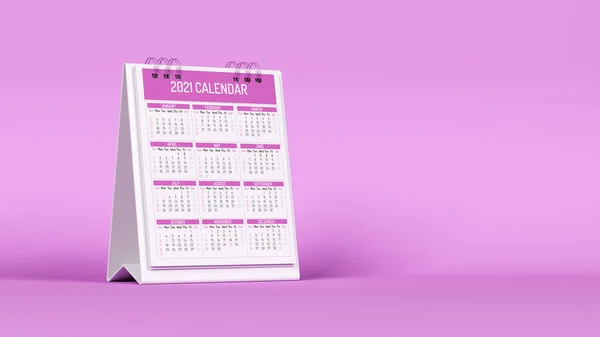 Calendário Mesa Cor Rosa Sobre Fundo Cor Rosa Composição Horizontal — Fotografia de Stock