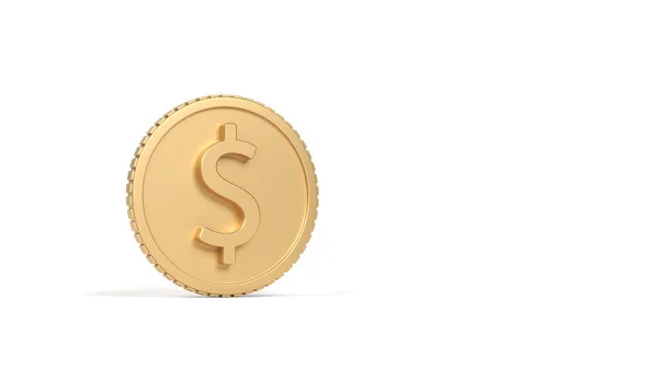 Concetto Dollaro Moneta Oro Con Simbolo Dollaro Isolato Sfondo Bianco — Foto Stock