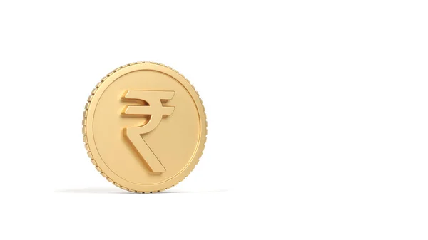 Concetto Rupia Moneta Oro Con Simbolo Rupia Isolato Sfondo Bianco — Foto Stock