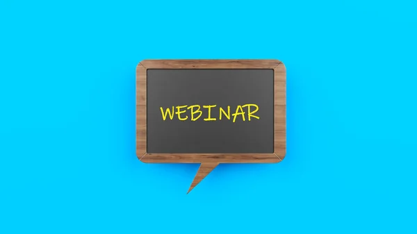 Webinar Koncepció Sárga Színű Webinar Szöveg Beszéd Buborék Alakú Blackboard — Stock Fotó