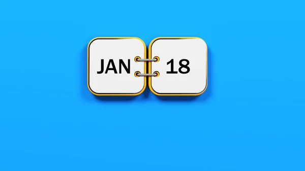 青い色の背景に小さな2021カレンダー コピースペース付き水平組成 — ストック写真
