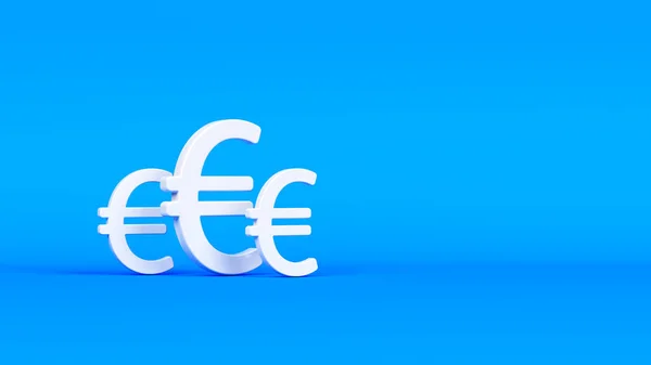 Símbolos Euros Color Blanco Sobre Fondo Color Azul Composición Horizontal —  Fotos de Stock