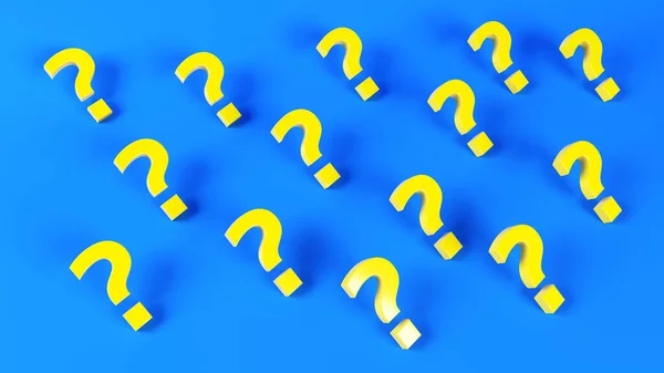 Yellow Colored Question Marks Blue Colored Background Horizontal Composition — Stock Photo, Image