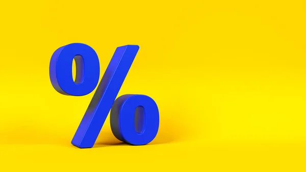Símbolo Percentagem Cor Azul Fundo Cor Amarela Composição Horizontal Com — Fotografia de Stock