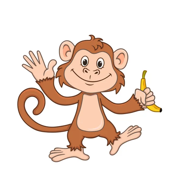 Αστεία Μαϊμού Μπανάνα Διανυσματική Απεικόνιση Στυλ Κινουμένων Σχεδίων Που Απομονώνονται — Διανυσματικό Αρχείο