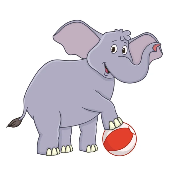 Elefante Bebé Lindo Con Pelota Playa Ilustración Vectorial Estilo Dibujos — Vector de stock