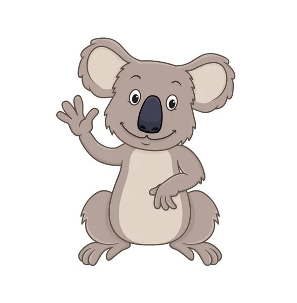 Lindo Koala Vector Ilustración Personaje Estilo Dibujos Animados Aislado Sobre — Vector de stock