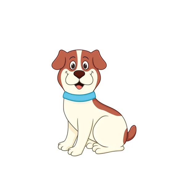 Lindo Cachorro Collar Azul Vector Ilustración Personaje Estilo Dibujos Animados — Vector de stock