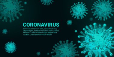 Virüs konsepti. Covid-19, koronavirüs enfeksiyonu mikrobu. Pandemia 2020 tek renkli vektör pankart ve posterler için sağlık hizmeti konseptini çiz