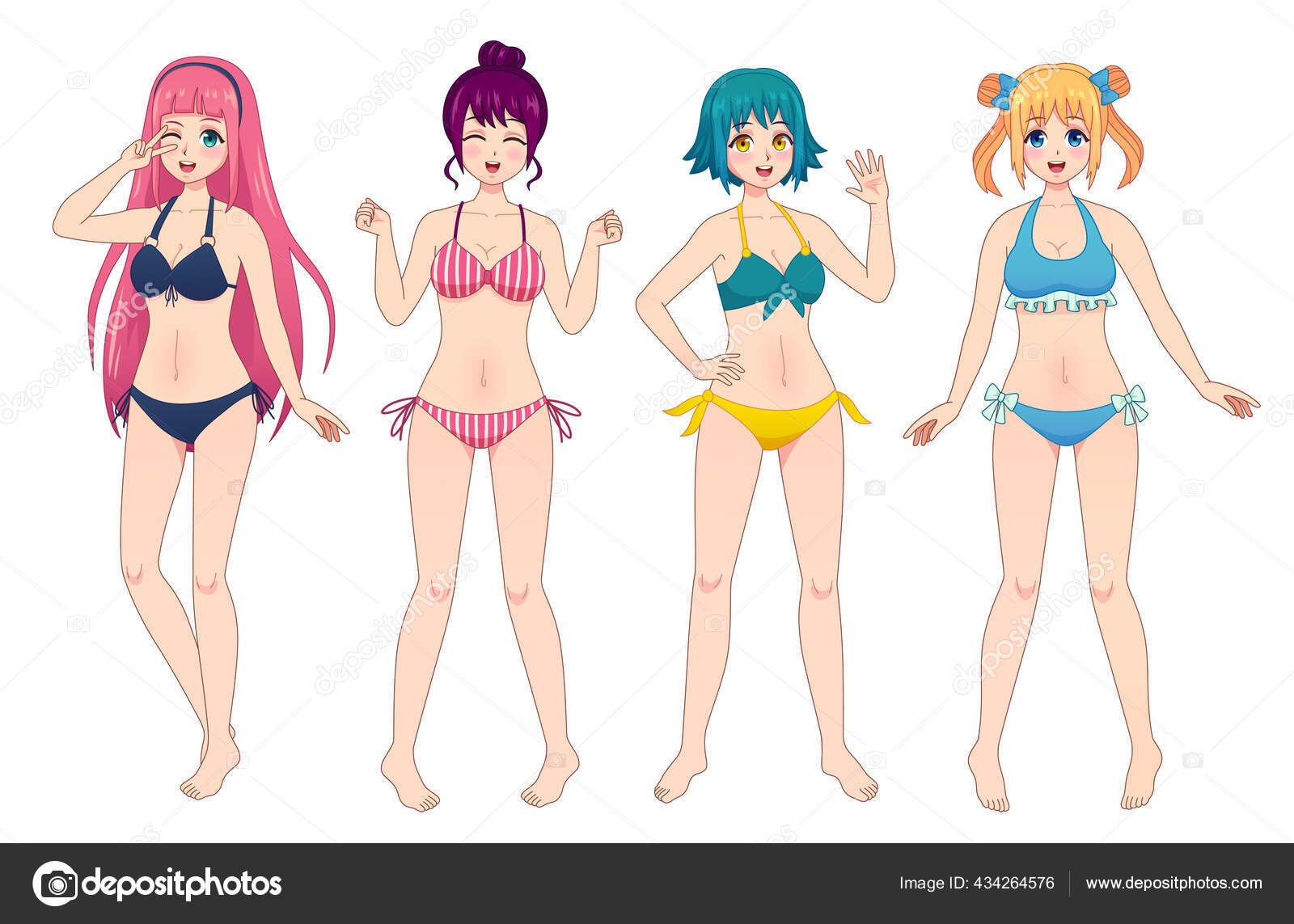 Grupo De Personagens De Anime. Jovens Garotas De Mangá E Meninos Amigos Em  Estilo Quadrinho Japonês. Sorrindo Coreano Masculino E Feminino Estudantes  Vector Set. Feliz Kawaii Escola Pessoas Em Roupas Casuais Royalty