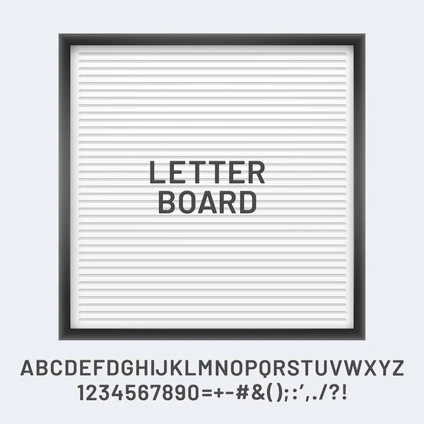 Witte letter bord met lettertype abc en nummers — Stockvector