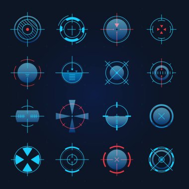 Geleceğe yönelik bir amaç. Uzay gemisi ya da keskin nişancı silahı oyun merkezi için hedefe odaklan. Dijital hologram kesişim noktası, radar veya kamera görüntüleme vektörü ayarlandı