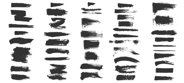 Grunge brushes. Paintbrush sketch strokes, black splash distress texture and paint daub. Rough ink stain and calligraphy element vector set — Stock Vector