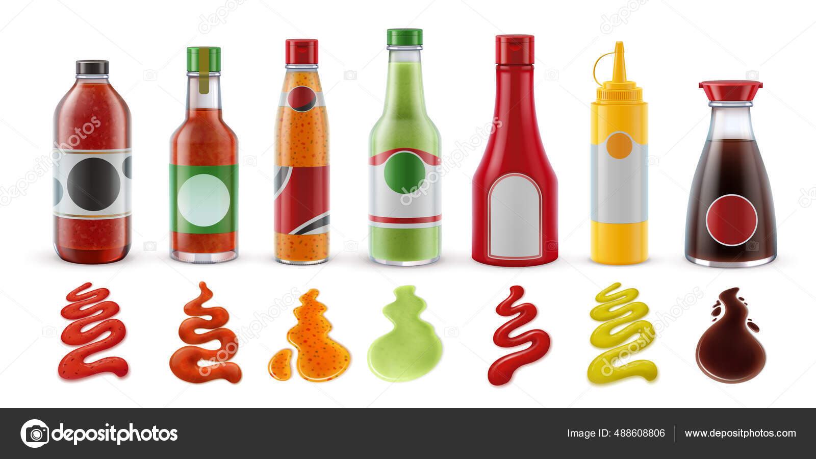 Plastic containers for sauces realistic set Vector Image
