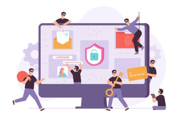 Suçlu ve hırsız bilgisayar hackleyip veri ve para çalıyorlar. Küçük bilgisayar korsanı düz karakterler ağa saldırıyor. Siber suç risk vektörü kavramı