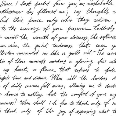 El yazısıyla yazılmış, el yazısı olmayan, el yazısı olmayan ve romantik mektup için okunaksız mürekkep, nostalji kumaşı. Kaligrafi soyut tipografi, şiirsel doku vektör arkaplan.