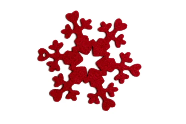 Κόκκινη Νιφάδα Χιονιού Απομονωμένο Λευκό Στοιχείο Σχεδιασμού Για Χριστούγεννα Και — Φωτογραφία Αρχείου