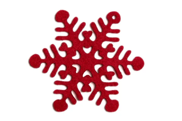 Rote Weihnachtsschneeflocke Isoliert Auf Weiß Gestaltungselement Für Weihnachten Und Neujahr — Stockfoto
