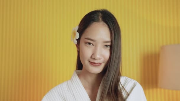 Pretty Beautiful Asian Smiling She Happy Beauty Spa Make More — Video Stock