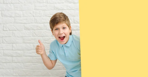 Portret Śmiejącego Się Szczęśliwego Chłopca Skaczącego Podniesionymi Rękami Odizolowanego Białym — Zdjęcie stockowe