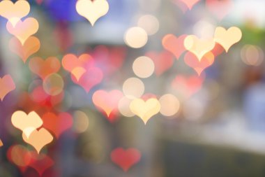 Sevgililer Günü Arkaplanı. Parlayan Kalpler ile Soyut Sevgililer Günü Geçmişi. Kalp şekli Bokeh. Aşk konsepti