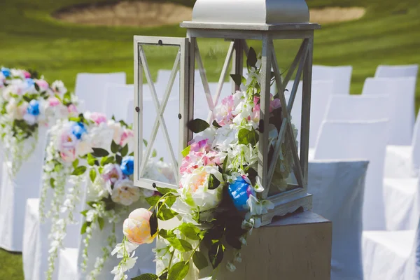 Beautiful lantern and flowers — Stock Photo, Image