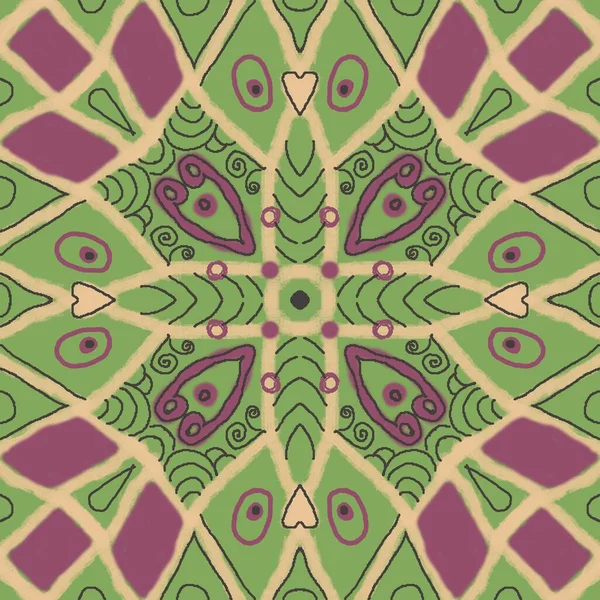 Naadloze vierkante mandala kleur patroon — Stockfoto
