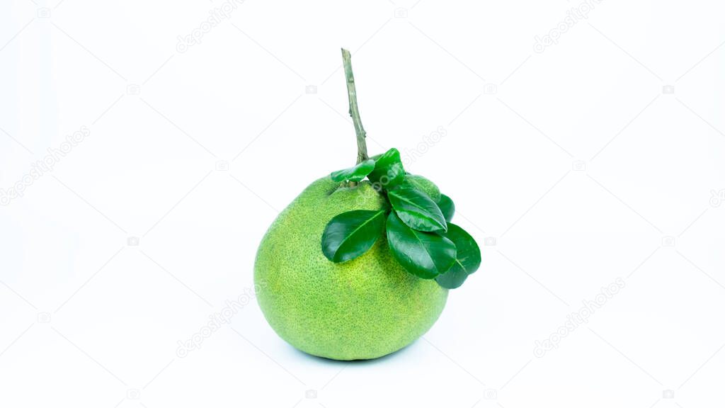 Pomelo is a plant in the same family as citrus. It is a fruit that is versatile and also has medicinal properties in the treatment of various diseases. on White background clipping path.