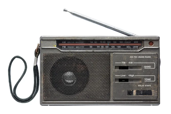 Old transistor radio isolated on white background. — Stock Photo, Image