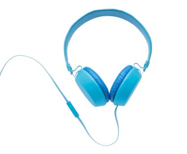 Kırpma yolları, beyaz arka plan üzerinde izole mavi baş telefon.