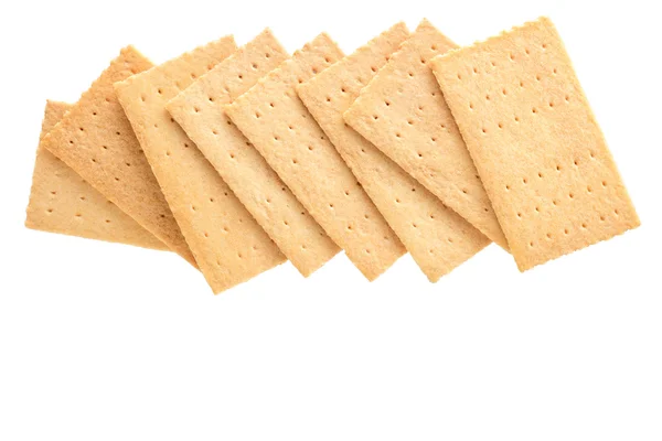 Gruppo di cracker isolato su sfondo bianco, percorso di ritaglio . — Foto Stock