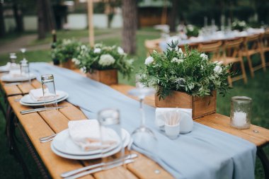 Decorated and served festive table
