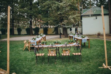 Decorated and served festive table