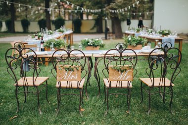 Decorated and served festive table