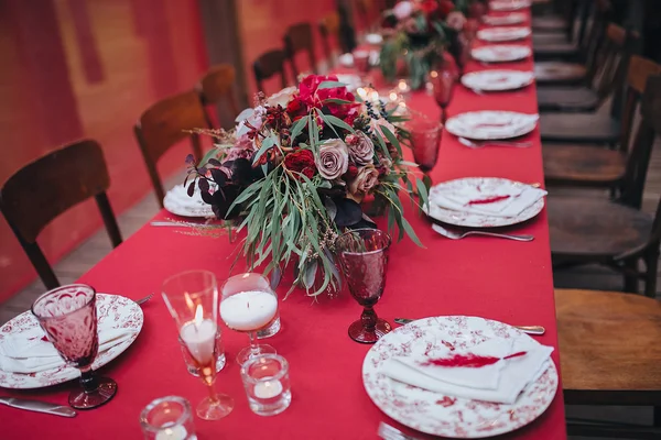 Indah pernikahan interior untuk perjamuan — Stok Foto