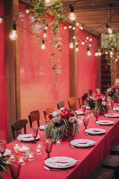 Indah pernikahan interior untuk perjamuan — Stok Foto