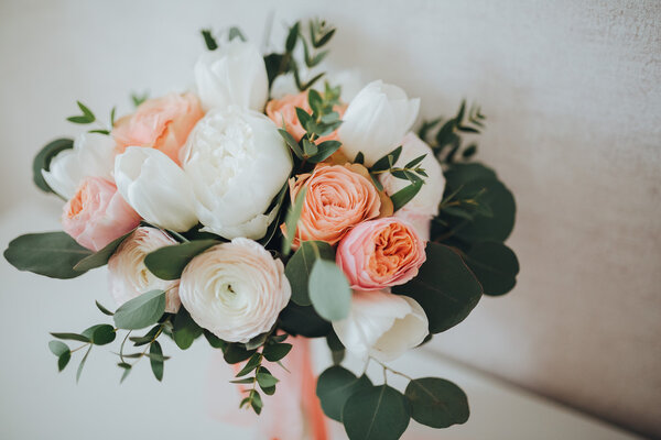 Wedding bouquet of flowers and greenery