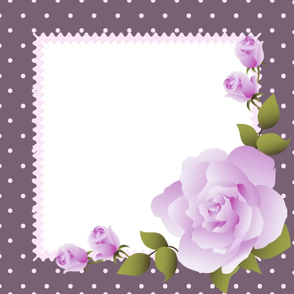 Tarjeta de felicitación con rosas, se puede utilizar como tarjeta de invitación para la boda, cumpleaños y otras vacaciones y fondo de verano. Ilustración vectorial . — Vector de stock