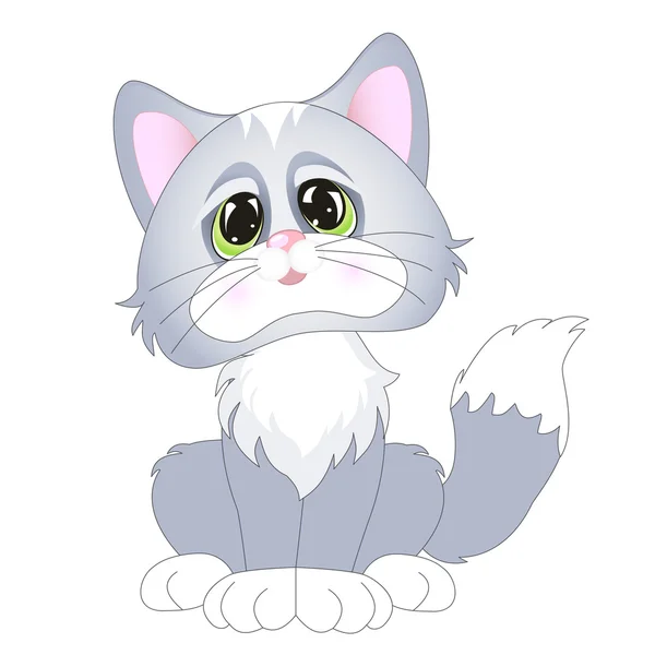 Illustrazione di carino gattino mostrando — Vettoriale Stock