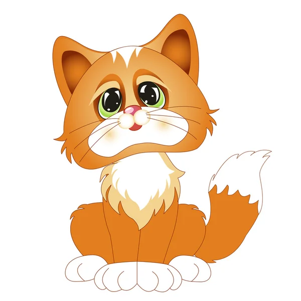 Kırmızı oturma tabby yavru kedi — Stok Vektör